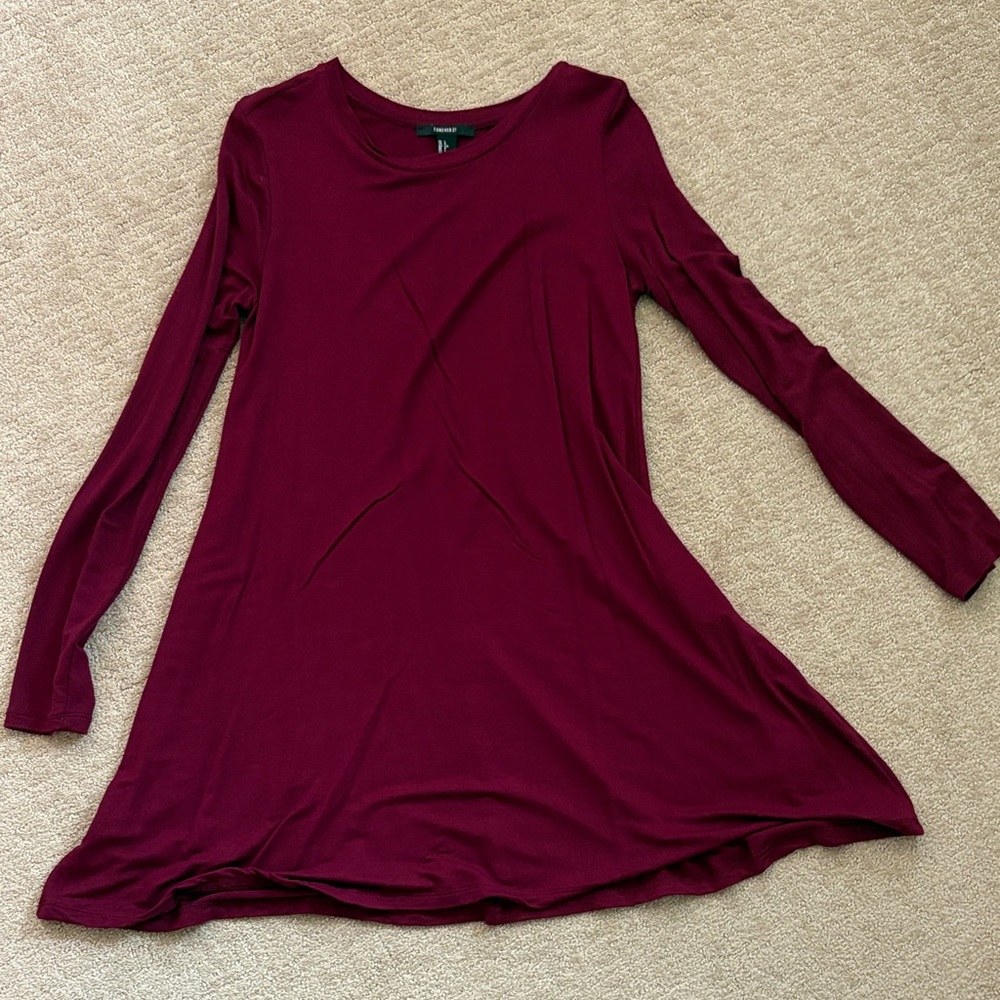 Burgundy Long Sleeve Dress